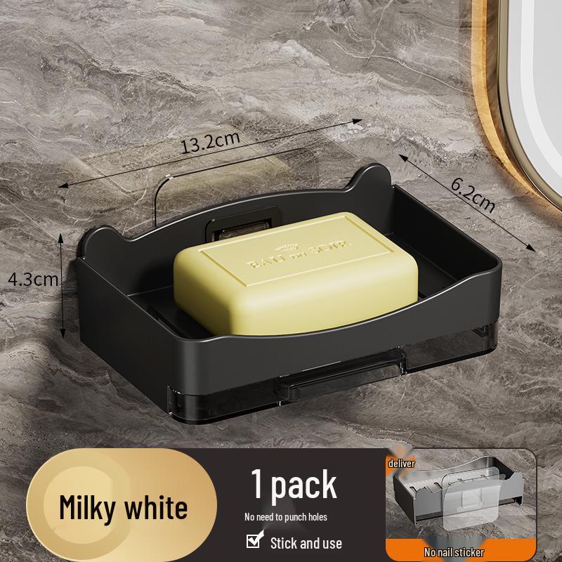 Wall-Mounted Double-Layer Soap Holder with Drainage - No Drilling Required