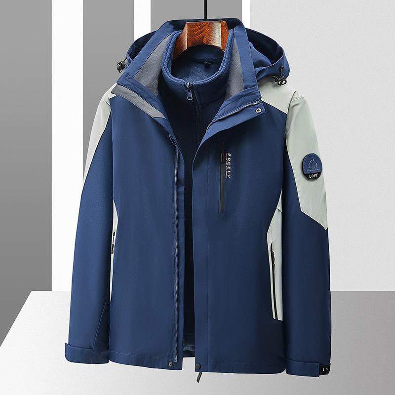 Tuta Assalto Outdoor da Uomo 3-in-1 Staccabile Autunno e Inverno Ciclismo Antivento Impermeabile Giacca Tuta da Sci