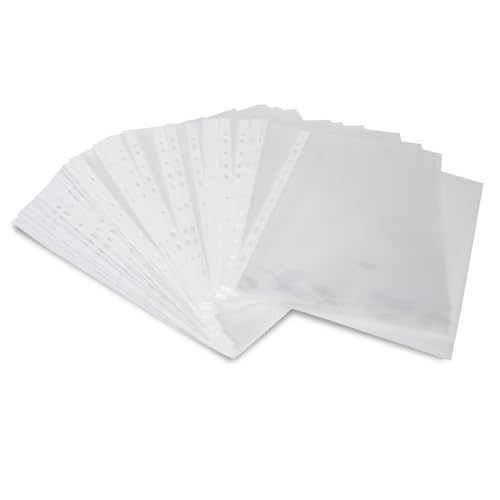 Neomate Heavy Duty 100 Micron Document Sleeves | 50 Pcs A4 Transparent Sheet Protectors with 11-Hole Punched for Ring Fi белый