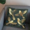 2D Flying Green Birds With Gold Stars Pillow Cover Pattern Cushion Cover Suitable For Sofa Bedroom Car Pillow Cover