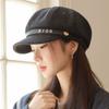 Autumn hat women's big head circumference showing face small octagonal hat retro newsboy hat versatile painter hat
