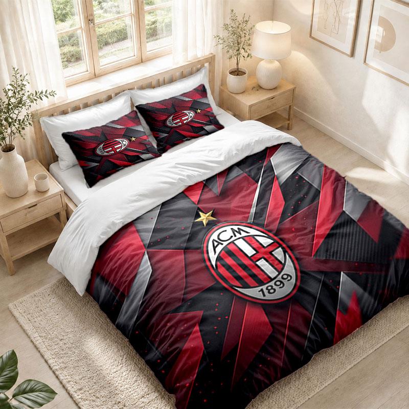Bedding Set 1 Duvet Cover 2 Pillowcases AC Milan Print Bedroom Home Decoration