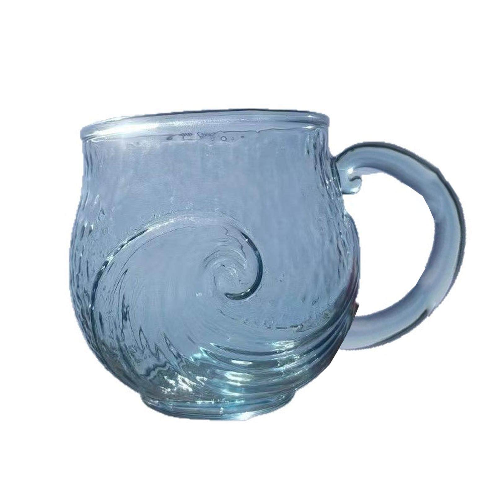 Beach Mug Sea Glass Wave Cup Unique Ocean Themed Coffee Cup Sea Theme Water Tea Cup Coffee Glass Mug for Workplace Travel Bar 360ML