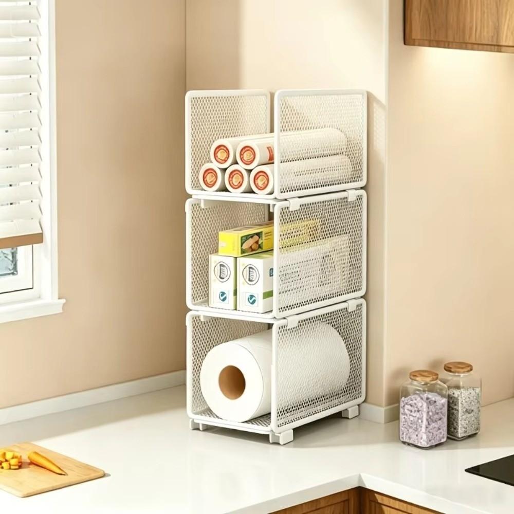 1pcs Mesh Construction Cabinet Storage Basket Mesh Shelving Unit Rack  For Household Use