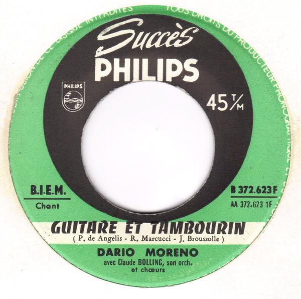 7inch Record DARIO MORENO - Guitare Et Tambourins B372623F Philips 1958 France Pop Used