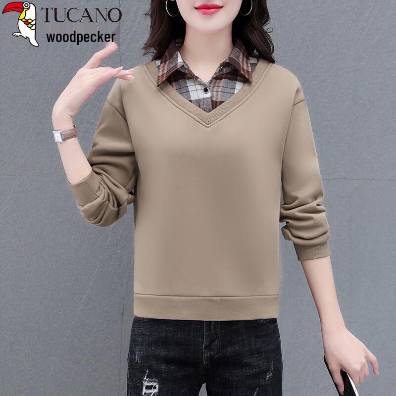 Woodpecker Women's Fleece-Lined Mock Layer Turn-Down Collar Sweatshirt