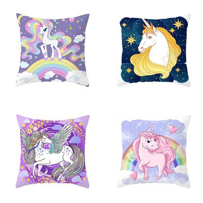 Rainbow Unicorn Pattern Decorative Pillowcase Cushion Pillowcase Bedding Decor