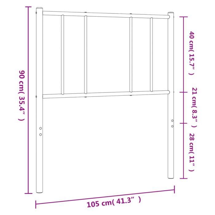 VidaXL Tête de lit métal noir 100 cm 352509