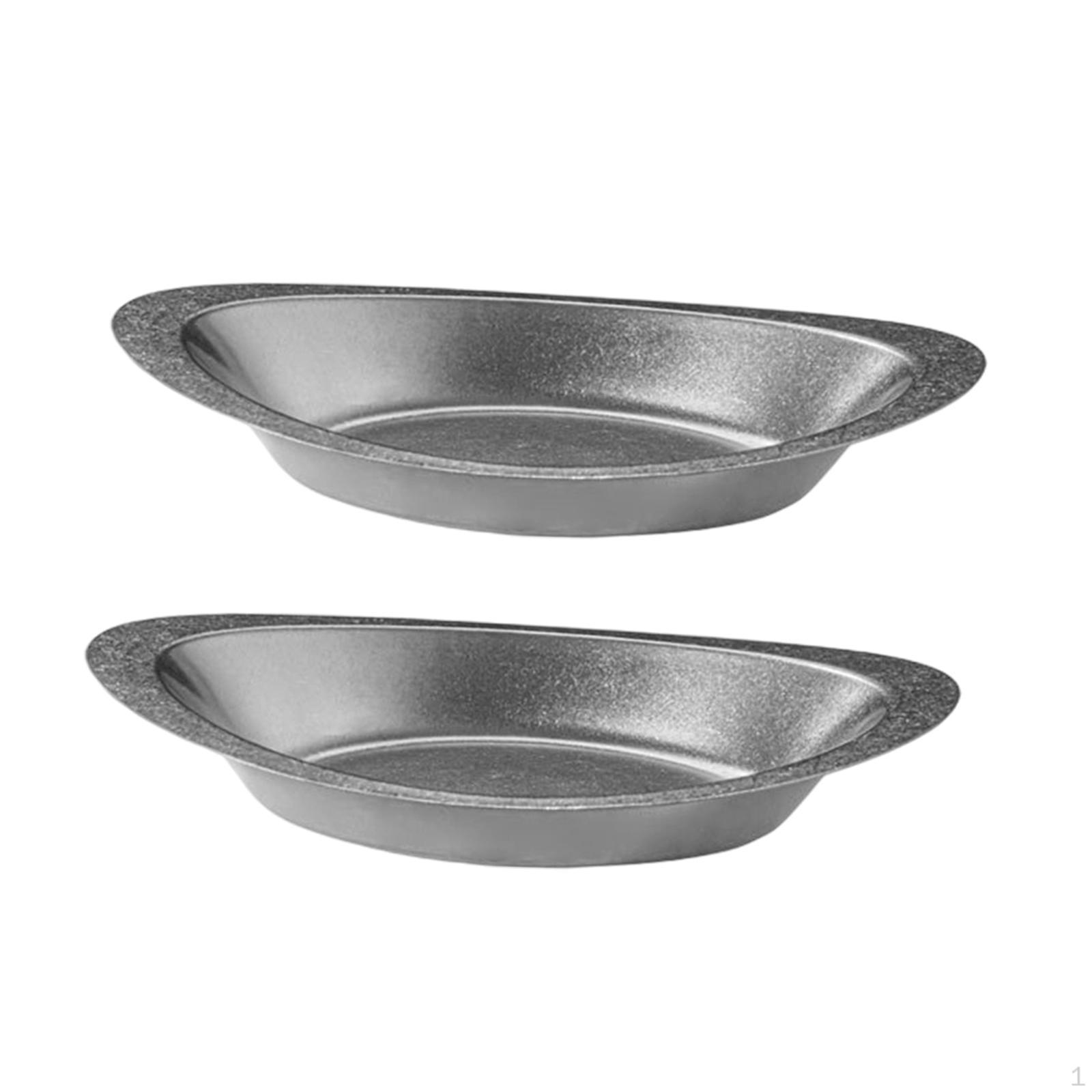 

2 Pieces Curry Rice Bowls Food Serving Dishes Metal Oval Shape Snack Tableware for Candy Small серебряный