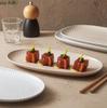 Creative Texture Ceramic Sushi Plate Oval Steamed Fish Plate Dessert Cake Plate Snack Plates Service Plates Hotel Tableware