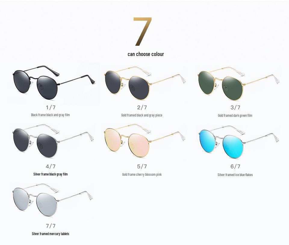Unisex Retro Fashion Polarized Metal Sunglasses - Colorful Anti-UV 3447 Frame