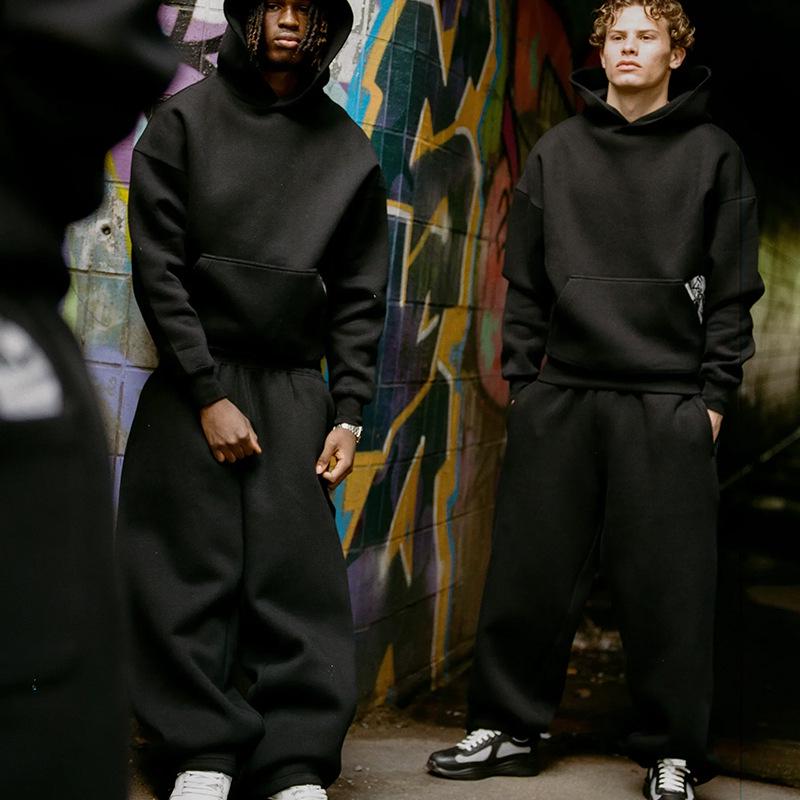 Vintage Print Hoodie and Sweatpants Set - Long Sleeve Streetwear