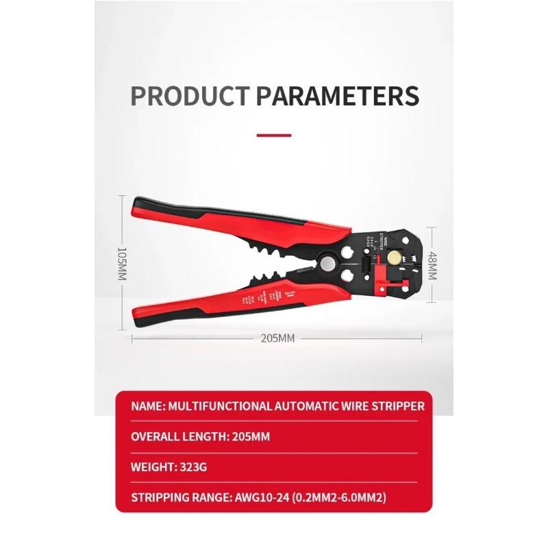 Crimper Cable Cutter Adjustable Automatic Wire Stripper Multifunctional Stripping Crimping Pliers Terminal Hand Tool