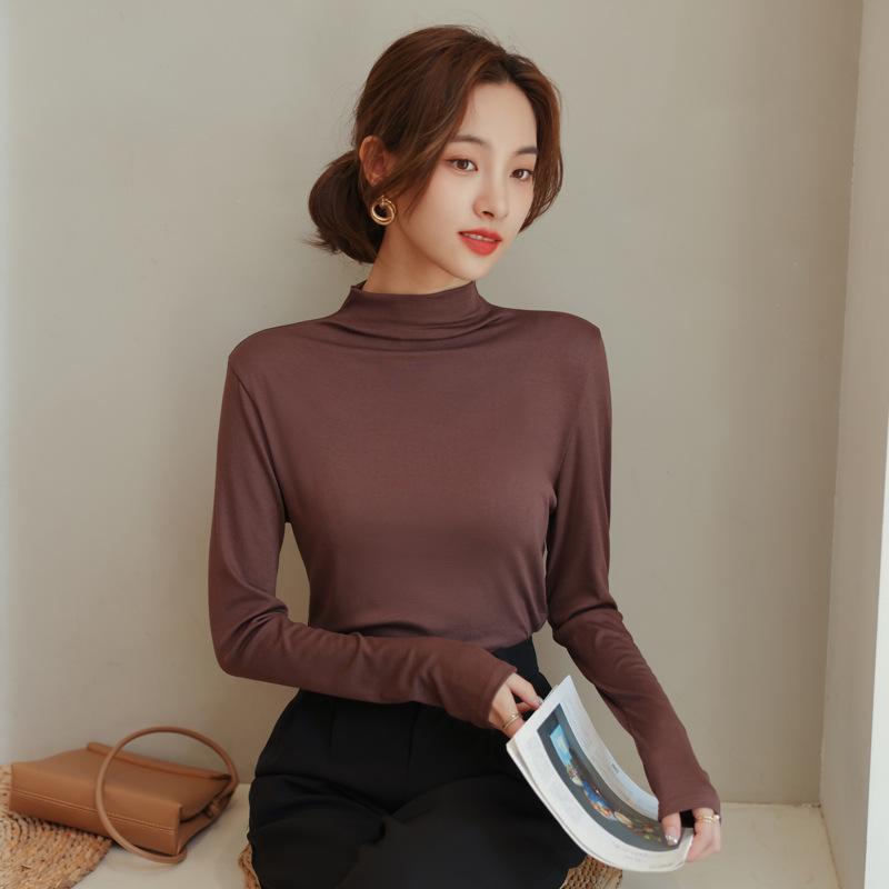 

Women s H898 Black Modal Long-Sleeve T-Shirt with Half-High Collar for Spring, Autumn, and Winter. XXL (135-160 jin)