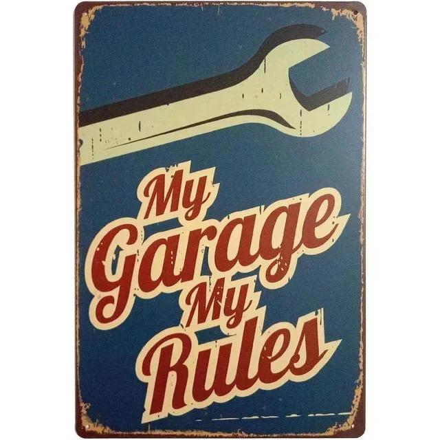 Vintage Metal Tin Signs  My Garage My Rules  Retro Wall Decor Plaque for Game Room Cafe Garage Club Bar Pubs  Iron Painting D