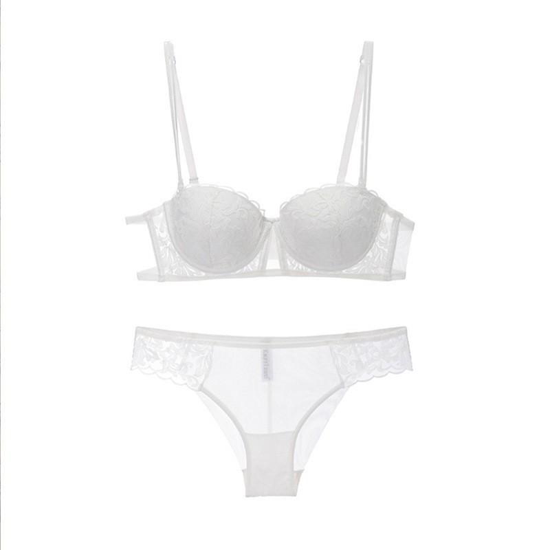 French Embroidered Lace Underwear Thin Cotton Half Cup Small Breasts Gathered Bra Big Anti-sagging Sexy Bra