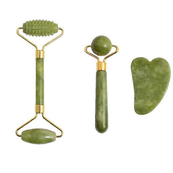 Dww- Jade Roller for Face and Gua Sha Massage, Double Ended Jade Roller and Natural Massage Stone with Storage Bag for Anti-Aging and Anti-Wrinkle Tre