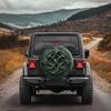 Celtic Knot Tire Cover Green Vintage Style Polyester Spare Wheel Protector for SUV Truck