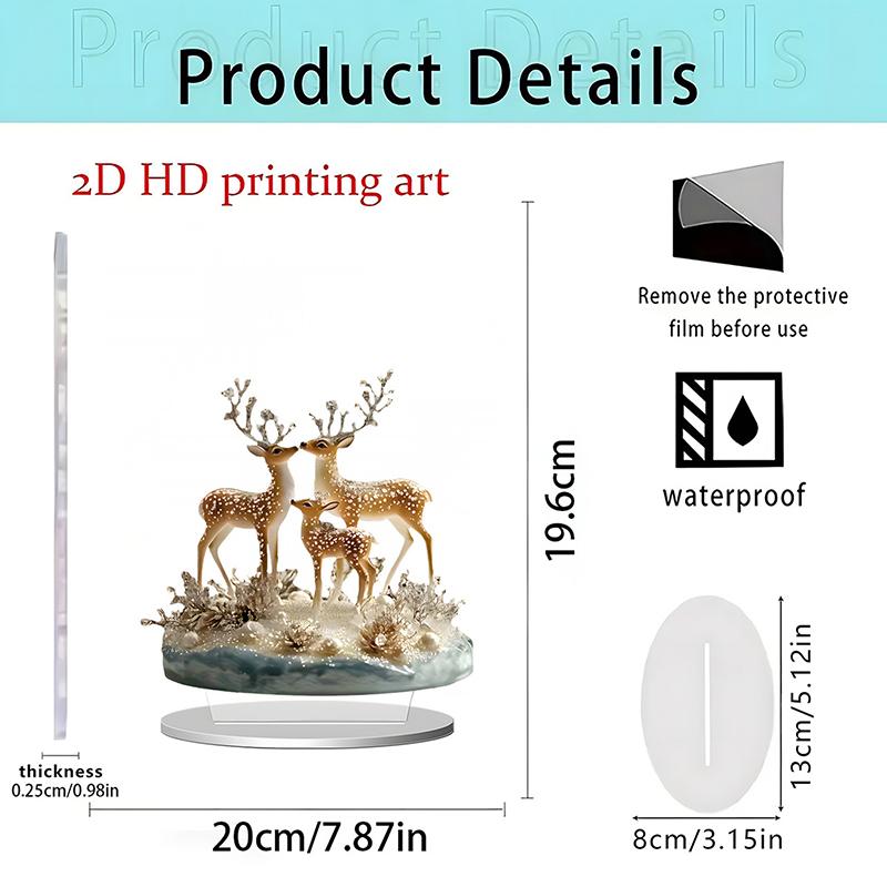 1Pc 2D Elegant Acrylic Christmas Decoration Snowhouse & Reindeer Scene Home Office Ornaments Festive Warm Party Gift Photo Props