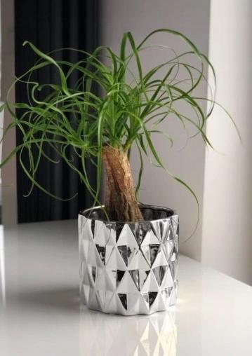 Blumentopf aus Keramik, silber, 13 cm