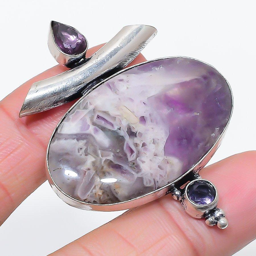 

Natural Sage Amethyst, Amethyst 925 Sterling Silver Jewelry Pendant 2.17 w0S94
