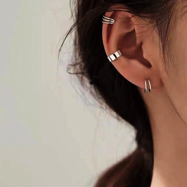 Silver Simple Smooth Ear Cuffs Clip Earrings for Women No Piercing Fake Cartilage Earring Jewelry In Gifts
