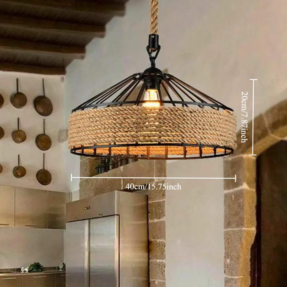 Nordic Vintage Pendant Hanging Lights Pastoral Chinese Chandelier Industrial Kitchen Bar Dining Room Decor Light Fixture E27