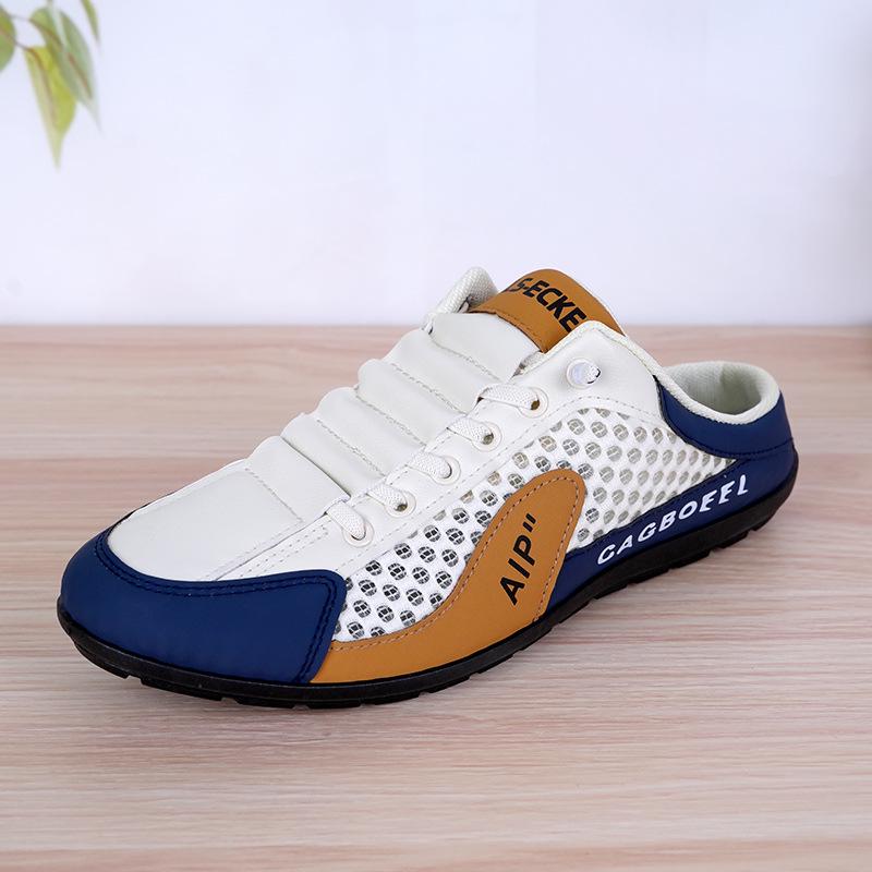 Men's Large Size Summer Breathable Mesh Casual Shoes: Closed Toe Half Slippers & Driving Sandals