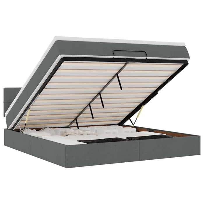 VidaXL Ottoman Bed Frame with Mattress Dark Grey 180x200 Cm Fabric 3311478