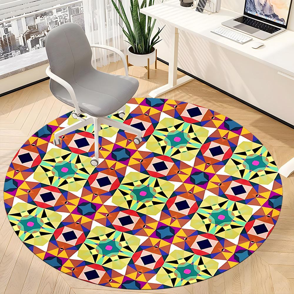 1 Stück Kaleidoskop Muster Stuhlteppich für Büro Rutschfest, Maschinenwaschbarer Teppich für Büro, Zimmer - Feiertagsdekoration, Maschinell hergestellt yy251016043
