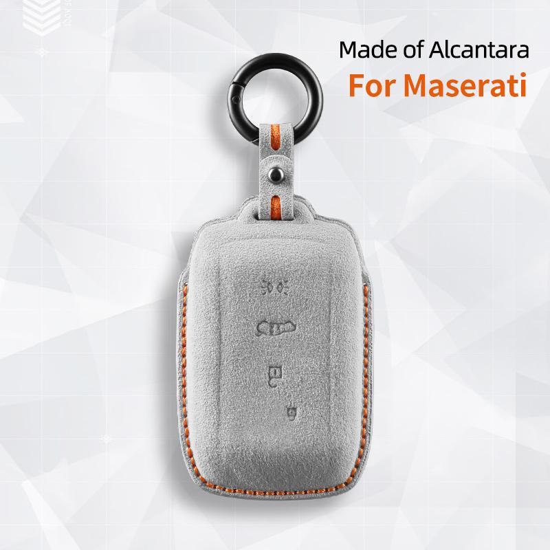 suede Car Key Case Cover 4 buttons Keychain F For Maserati 2023 Grecale Levante GT auto Accessories