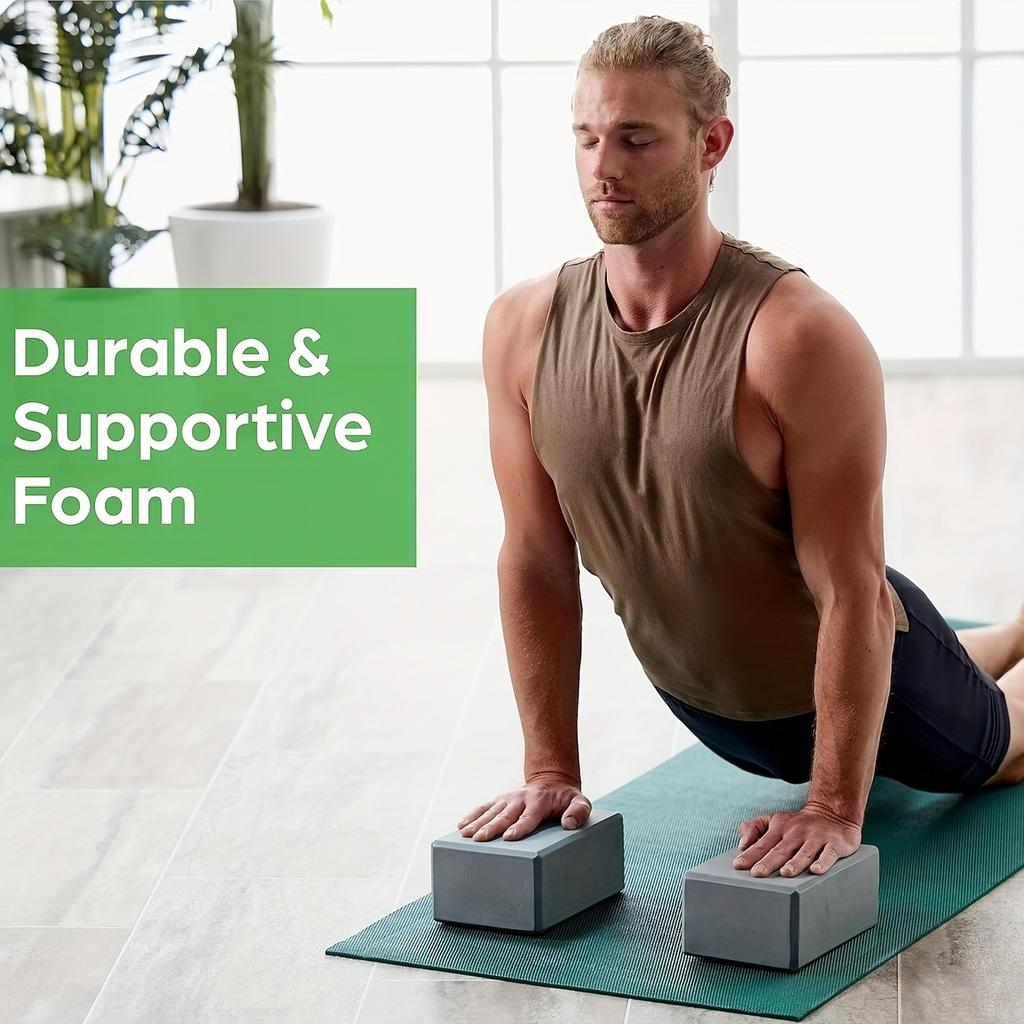 3pcs Yoga Blocks with Straps and Soft Non-slip High-density Foam Blocks Are Used for Yoga Pilates Stretching, Meditation and General Fitness