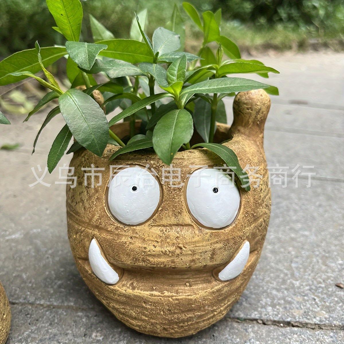 

Creative new product funny cute expression flower pot courtyard garden balcony home decoration statue flower pot