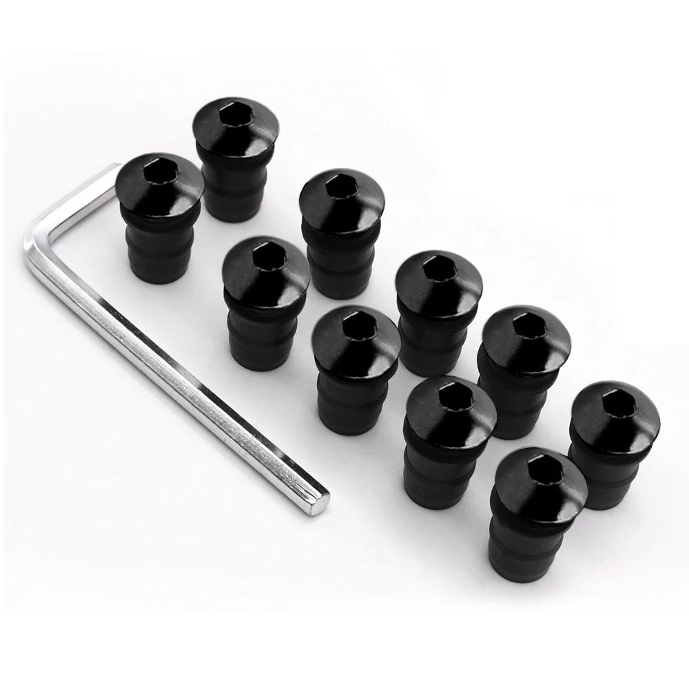 10pcs/Set Motorcycle M5 15mm Metric Rubber Well Nuts Kit Windscreen Fairing Cowl Anodized Aluminum Moto Screws Bolts чёрный