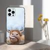Cute Art Highland Cow For iPhone 12,14,13,15,16,11,17,X,Mini,XR,SE,XS,Plus,Pro,Max,8,7,Soft Silicone Black Case