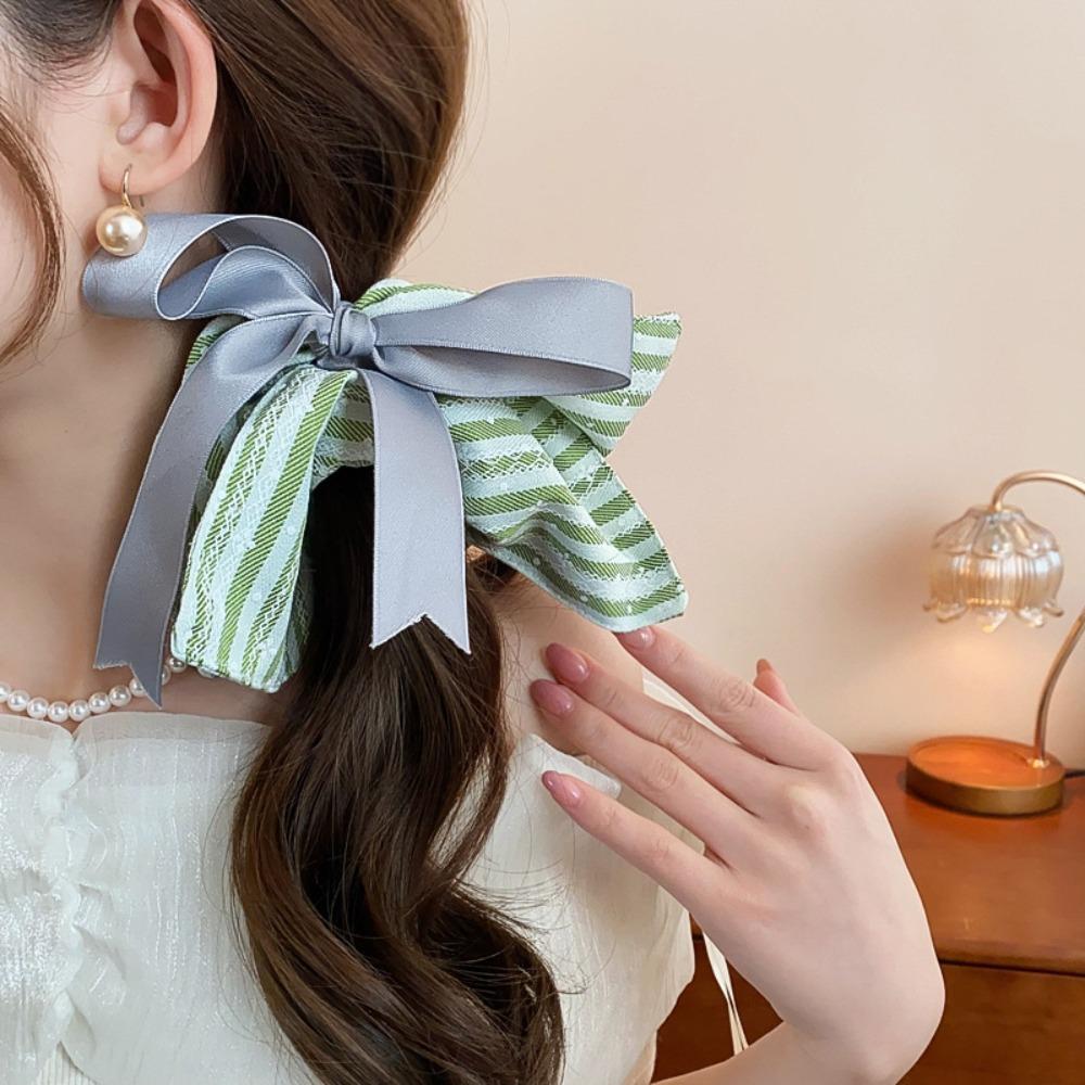 Korean Style Plaid Silk Ribbon Scrunchies Elastic Large Intestine Hair Ring Friends