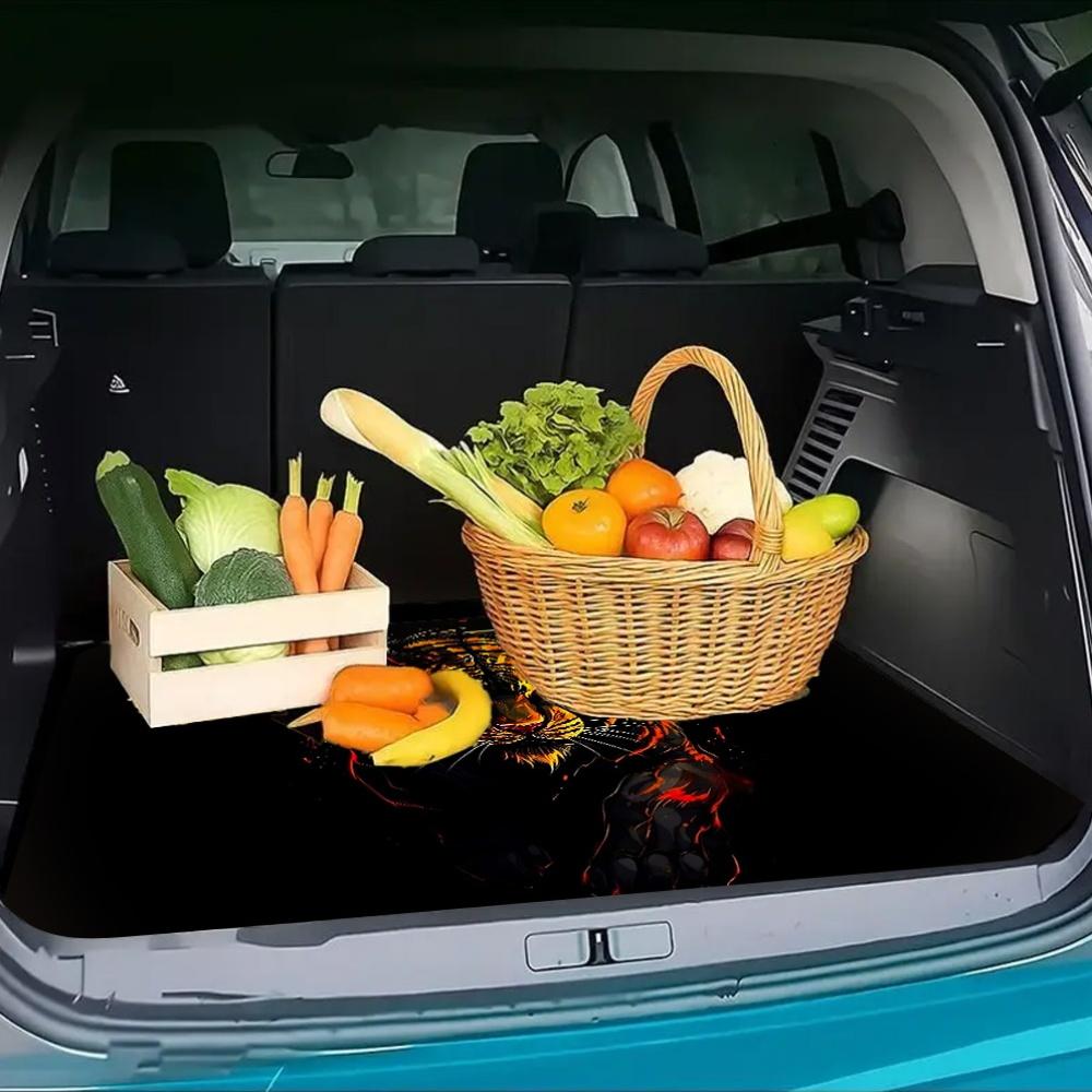 1Pcs Cool Flame Tiger Car Trunk Mat with Anti Slip Cargo Liner Waterproof Rear Storage Protector Floor Mat for SUV Sedan Vehicle