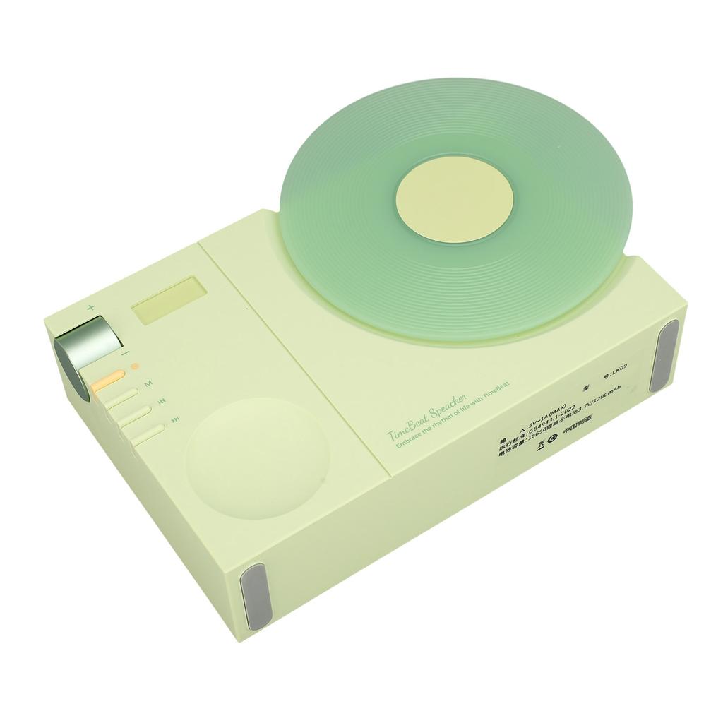 Vintage   Record Player     Speaker USB Rechargeable Old Fashioned Portable Wireless Speaker with Time Display
