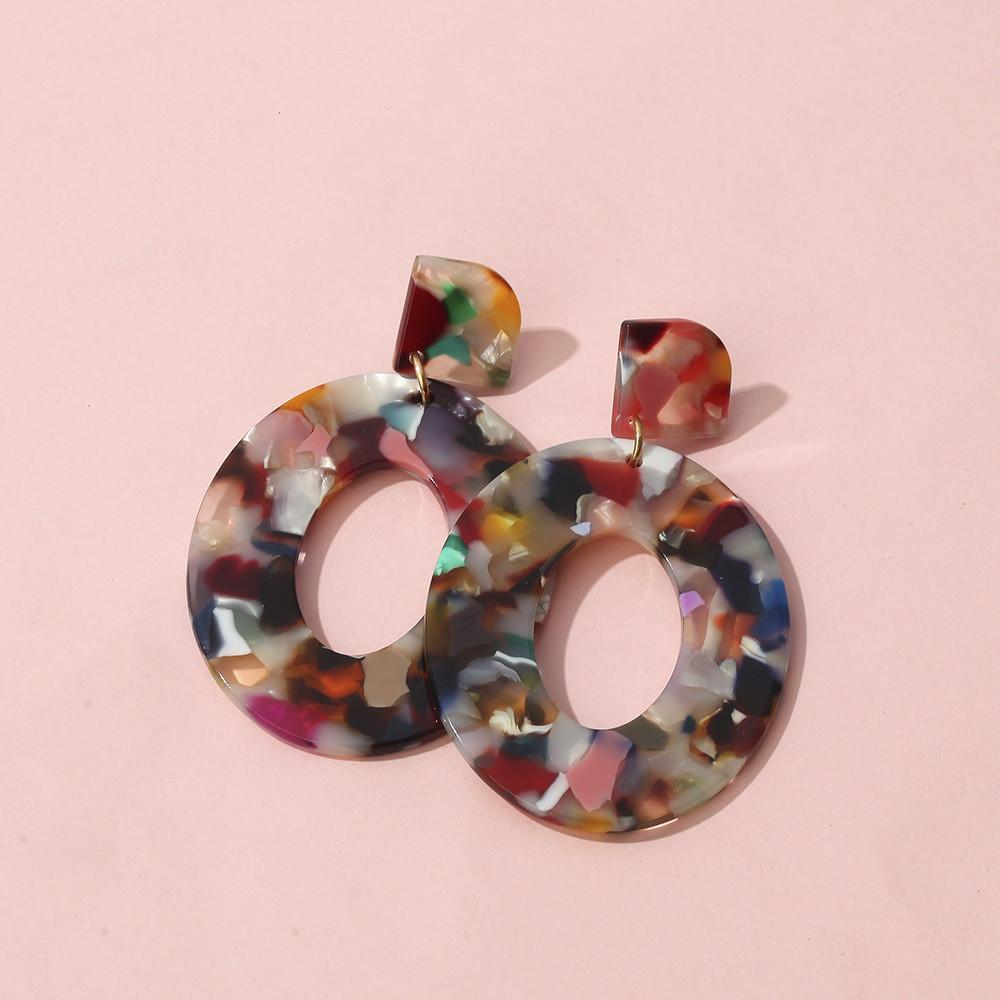 Bold Geometric Acrylic Long Dangle Earrings Trendy Colorful Statement Jewelry