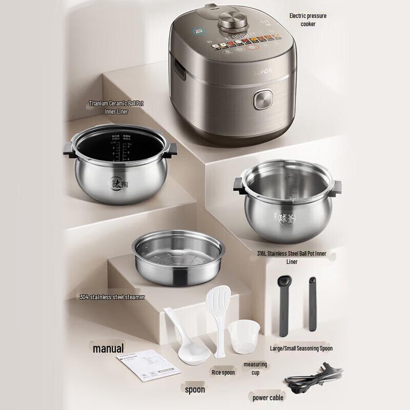 SUPOR SY-50FH89Q 5L IH Electric Pressure Cooker 140kPa CN Plug (adapter Included)