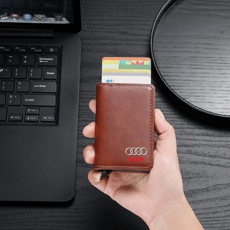 1Pcs ID Credit Card Holder Mini RFID Wallet Automatic Pop up Bank Card Case For Audi C7 C6 C5 B5 B6 B7 B8 B9 D3 Q3 Q5 Q7 TT A1 A3 A4 A5