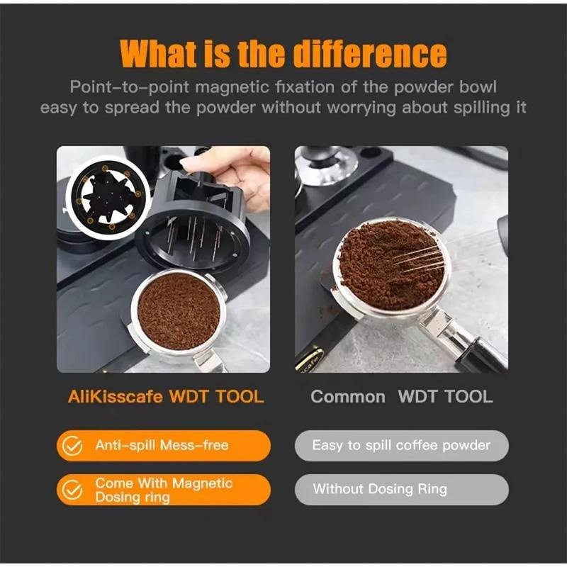 Wdt Tools Rotary 51/53/58mm Adjustable Even Espresso Stirrer Needle Distributor Magnetic Coffee Maker Accessories Barista Tools