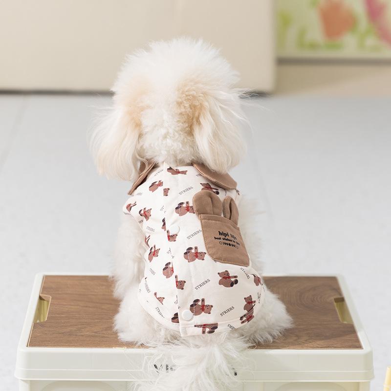 New Spring and Summer Puppy Clothes Full of Bear Vests, Summer Thin Home Clothes Teddy Pet Clothes