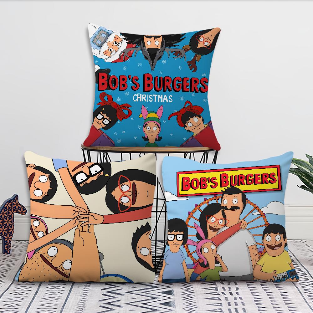 Cartoon B-Bobs B-Burgers Cushion Cover Living Room Accent Couch Back Support Square Lounge Restful Nap Companion Pillow Case