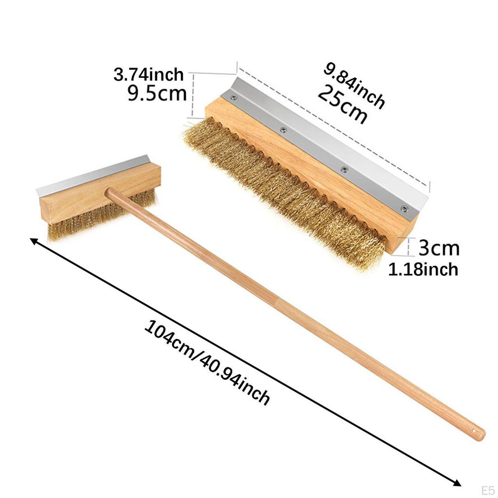 Pizza Oven Brush 102cm Long Handle Copper Wire Detachable Efficient Cleaning Stone for