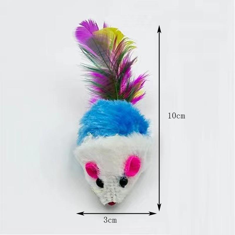 Cat Toy Plush Little Mouse Cat Self-satisfied and Resistant To Scratching and Biting Simulated Mouse Colorful Feathers