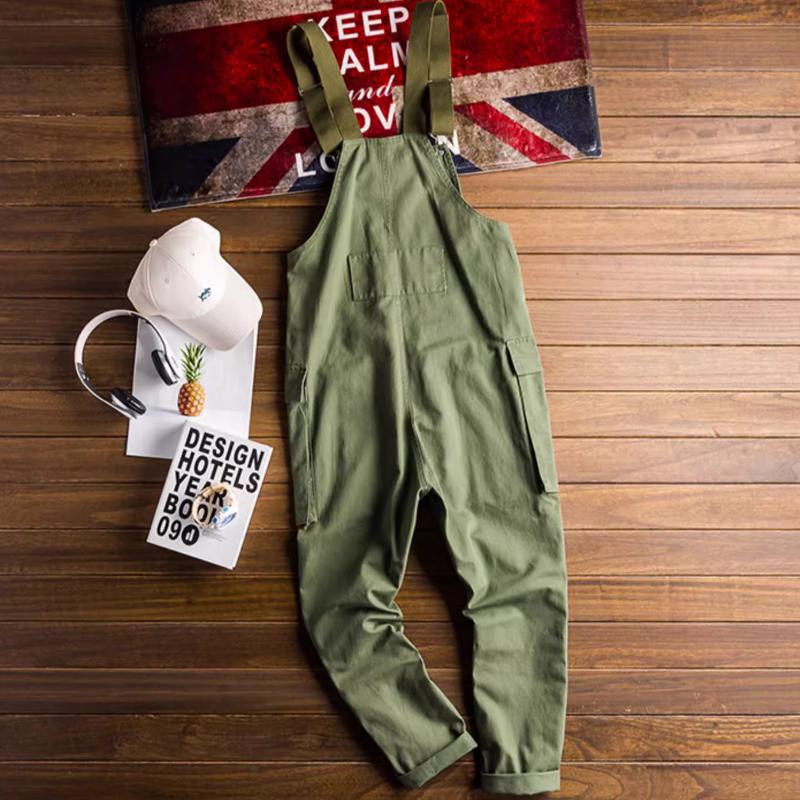 Retro Casual Jumpsuit for menn Løs overall med flere lommer. Kjeledress for menn
