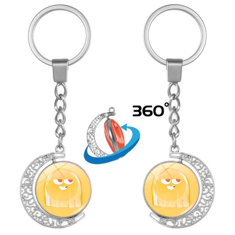 Double-Sided Rotating Emoji Keychain Jewelry – Support & Gift Key Ring