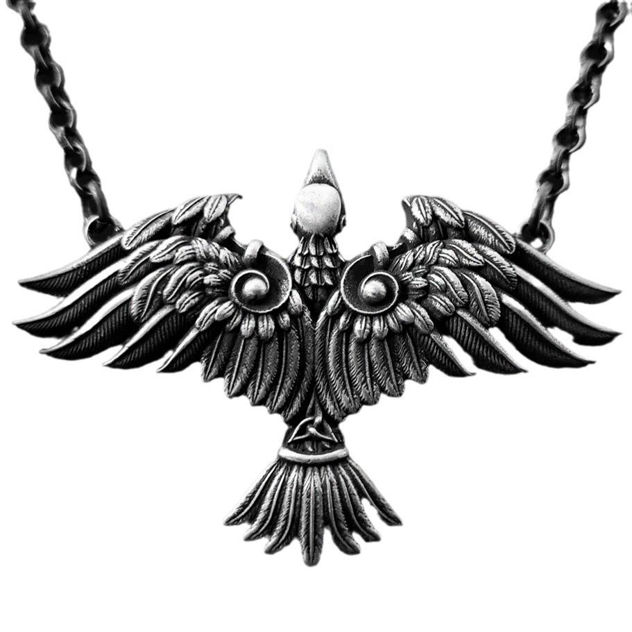 Collana con Ciondolo Corona di Corvo Celtico Vichingo per Donna