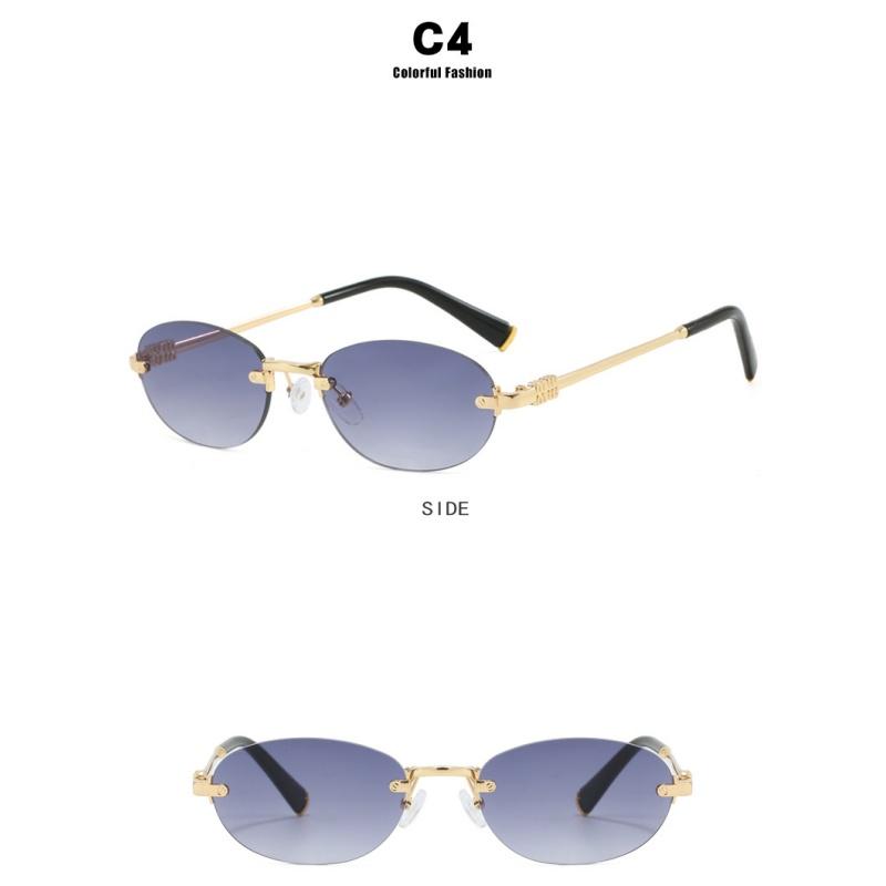 Damskie okulary przeciwsłoneczne, owalne bezramkowe okulary przeciwsłoneczne, modne okulary przeciwsłoneczne